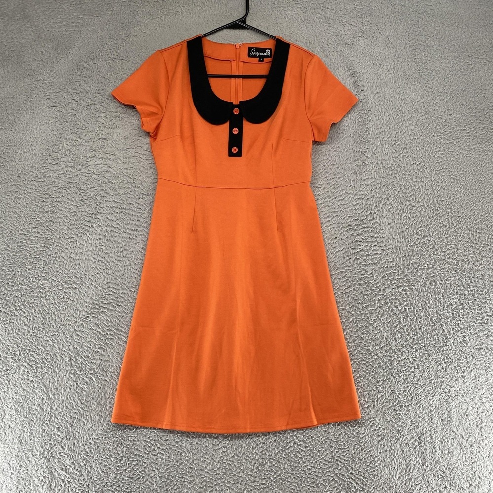 Sourpuss Dress Womens Small Fit Flare Peter Pan Collar Rockabilly Retro Twee